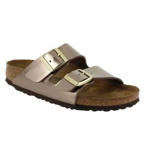 Klapki damskie Birkenstock Arizona BS. Szare klapki Birkenstock, bez wzorów, z syntetyku, bez obcasa. Za 287,00 zł.