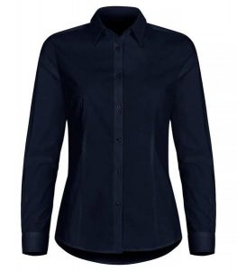Clique Koszula Stretch z długim rękawem damska - regular fit. Niebieskie koszule CLIQUE, l, bez wzorów, z bawełny, bez kołnierzyka, bez ramiączek. Za 200,07 zł.