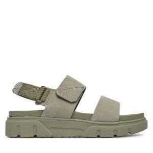 Sandały Timberland. Zielone sandały Timberland, bez wzorów, bez obcasa, na płaskiej podeszwie, bez zapięcia. Za 259,99 zł.