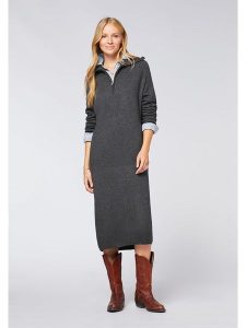 Polo Sylt Wełniana sukienka w kolorze antracytowym rozmiar: XL. Czarne sukienki Polo Sylt, na co dzień, xl, bez wzorów, z wełny, bez kołnierzyka, bez ramiączek, midi, proste. Za 152,98 zł.