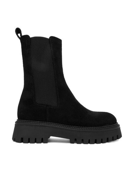 Badura Sztyblety C-BILLIE-8045 Czarny. Czarne botki Badura, bez wzorów, ze skóry, bez obcasa, na płaskiej podeszwie, bez zapięcia. Za 399,99 zł.