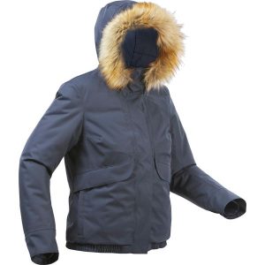 Kurtka turystyczna damska zimowa Quechua SH500 -8°C wodoodporna. Niebieskie kurtki QUECHUA, na zimę, m, bez wzorów, z futra, bez kaptura. Za 249,99 zł.