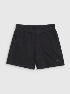 4F Spodenki dresowe damskie - czarne XS. Czarne szorty 4f, bez wzorów, z bawełny, sportowe. Za 59,99 zł.