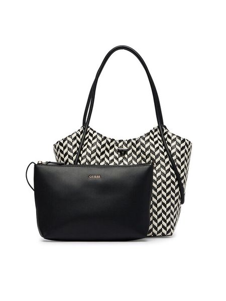 Guess Torebka Tessi HWWG76 91230 Czarny. Czarne shopper bag Guess, z aplikacjami, ze skóry, bez dodatków. Za 431,99 zł.