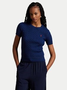 Polo Ralph Lauren Sweter 211965761001 Granatowy Slim Fit. Niebieskie swetry klasyczne Polo Ralph Lauren, l, z bawełny, bez kołnierzyka. Za 559,99 zł.