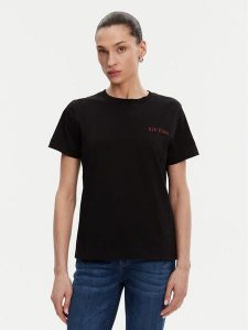 Guess T-Shirt W5RI04 I3Z14 Czarny Regular Fit. Czarne t-shirty Guess, l, z aplikacjami, z bawełny, bez kołnierzyka, bez ramiączek. Za 109,99 zł.
