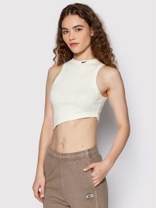 Reebok Top Classics HG1144 Beżowy Slim Fit. Brązowe topy Reebok, l, bez wzorów, z bawełny, bez kołnierzyka, bez ramiączek. Za 99,99 zł.
