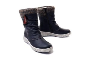 RIEKER Z6693-14 blue, kozaki damskie. Niebieskie kozaki Rieker, na zimę, bez wzorów, bez obcasa, bez zapięcia. Za 359,90 zł.