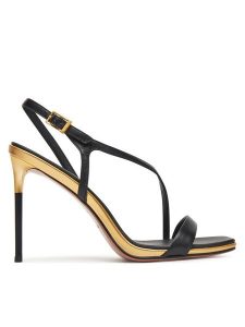 Eva Minge Sandały ROSEMARY-LT1520-2 Czarny. Czarne sandały Eva Minge, bez wzorów, ze skóry, bez obcasa, na szpilce, bez zapięcia. Za 429,99 zł.