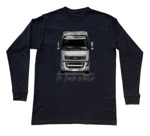 Volvo FH — bluzka z długim rękawem (Rozmiar: 7 - 8 lat; Kolor koszulki: czarny; Rodzaj nadruku: Volvo FH). Czarne bluzki nikiniki, s, bez wzorów, z bawełny, bez kołnierzyka, bez ramiączek. Za 79,00 zł.