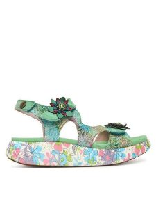 Laura Vita Sandały Nikito 03 Turkusowy. Niebieskie sandały LAURA VITA, bez wzorów, ze skóry, bez obcasa, na płaskiej podeszwie, bez zapięcia. Za 459,99 zł.