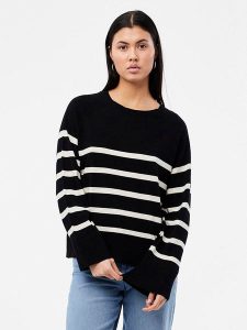 Pieces Sweter "Sia" w kolorze czarno-białym rozmiar: S. Czarne swetry oversize Pieces, s, bez wzorów, z wiskozy, bez ramiączek. Za 79,03 zł.