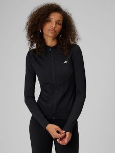 4F Bluza slim bez kaptura damska - czarna S. Czarne bluzy 4f, s, bez wzorów, bez kaptura. Za 189,99 zł.