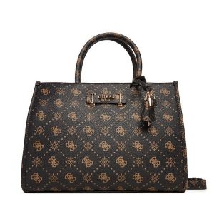 Torebka Guess. Brązowe kuferki Guess, z aplikacjami, bez dodatków. Za 519,99 zł.