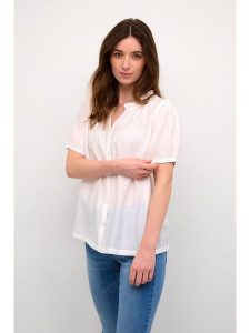Cream Bluzka w kolorze białym rozmiar: 40. Białe bluzki Cream, s, bez wzorów, z wiskozy, klasyczne, bez kołnierzyka, bez ramiączek. Za 101,47 zł.