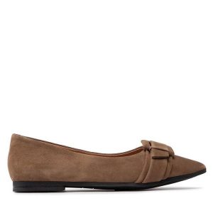 Baleriny Caprice. Brązowe balerinki Caprice, bez wzorów, bez obcasa, bez zapięcia. Za 319,99 zł.