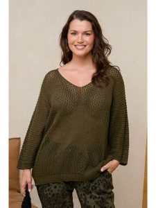 Curvy Lady Sweter w kolorze khaki rozmiar: 48/50. Brązowe swetry oversize Curvy Lady, bez wzorów, ze splotem, bez ramiączek. Za 156,24 zł.
