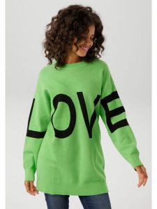 Aniston Sweter w kolorze zielono-czarnym rozmiar: 40. Zielone swetry oversize Aniston, bez wzorów, z bawełny, bez ramiączek. Za 79,03 zł.