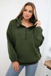 Bluza z kapturem khaki. Brązowe bluzy KESI, l, bez wzorów, z bawełny, z kapturem. Za 218,51 zł.