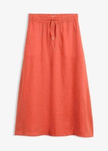 Spódnica maxi z czystego lnu. Brązowe spódnice bonprix, bez wzorów, maxi. Za 249,99 zł.