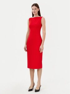 Calvin Klein Sukienka koktajlowa K20K208140 Czerwony Slim Fit. Czerwone kombinezony Calvin Klein, bez wzorów, z syntetyku, wizytowe, bez kołnierzyka, bez ramiączek. Za 449,99 zł.