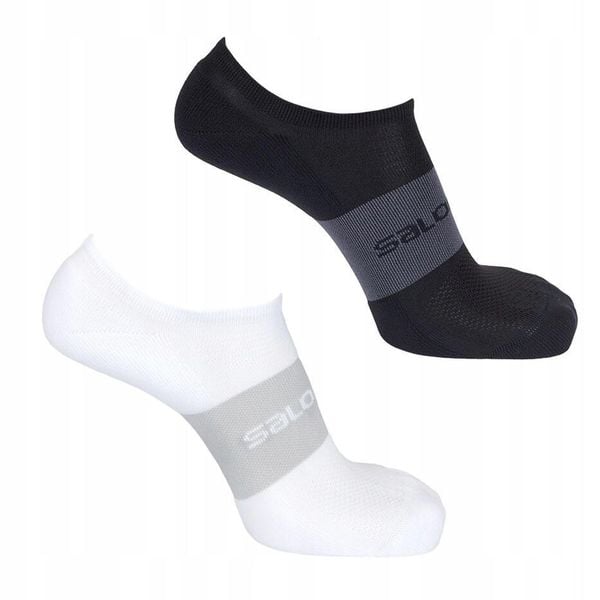 Skarpety stopki do biegania dla dorosłych Salomon Sonic zestaw 2 pary. Białe skarpetki Salomon, bez wzorów. Za 55,00 zł.