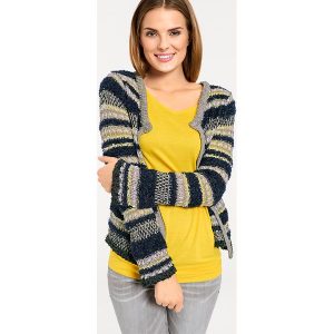 Sweter rozpinany w kolorze granatowo-złoto-żółtym. Kardigany marki Ashley Brooke by Heine. W wyprzedaży za 104,95 zł.