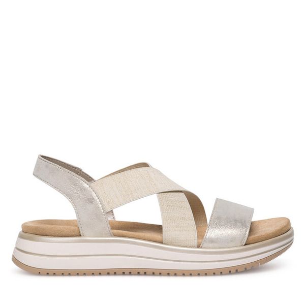 Sandały Remonte. Żółte sandały Remonte, bez wzorów, bez obcasa, na płaskiej podeszwie, bez zapięcia. Za 339,99 zł.