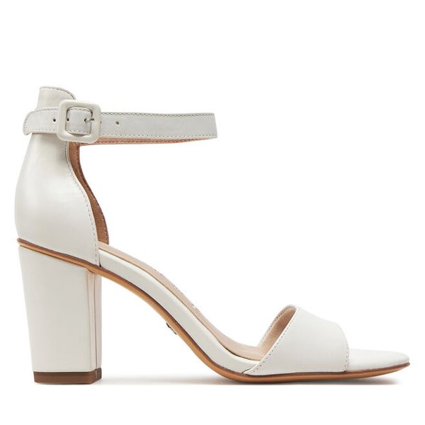 Sandały Tamaris. Białe sandały Tamaris, bez wzorów, bez obcasa, na słupku, bez zapięcia. Za 319,99 zł.