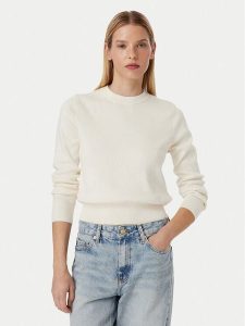 Tommy Hilfiger Sweter Full WW0WW52298 Kremowy Regular Fit. Białe swetry klasyczne TOMMY HILFIGER, xl, z bawełny, bez kołnierzyka. Za 529,99 zł.