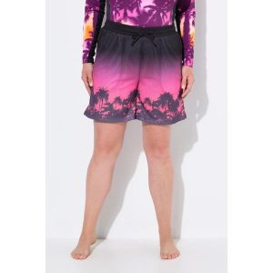 Damskie Szorty sportowe siateczka palmy szeroka nogawka elastyczny pas. Czarne rajstopy i pończochy Ulla Popken, bez wzorów, z materiału. W wyprzedaży za 159,99 zł.