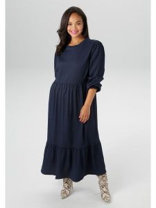 Aniston Sukienka w kolorze granatowym rozmiar: 48. Niebieskie sukienki Aniston, na co dzień, bez wzorów, bez kołnierzyka, bez ramiączek, maxi, proste. Za 95,92 zł.