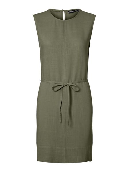 Pieces Sukienka "Pcvinsty" w kolorze khaki rozmiar: XS. Brązowe sukienki Pieces, na co dzień, xs, bez wzorów, z tkaniny, bez kołnierzyka, bez ramiączek, mini, proste. Za 79,77 zł.