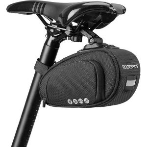 Sakwa rowerowe pod siodełko Rockbros 1L. Czarne torebki klasyczne ROCKBROS, bez wzorów, bez dodatków. Za 89,99 zł.