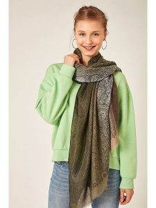 Lucky Bees Szal w kolorze brązowo-beżowym - 180 x 90 cm rozmiar: onesize. Brązowe szaliki Lucky Bees, bez wzorów, z materiału. Za 113,36 zł.