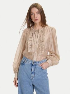 ViCOLO Bluzka TF0256 Beżowy Regular Fit. Brązowe bluzki ViCOLO, m, bez wzorów, z syntetyku, bez kołnierzyka, bez ramiączek. Za 389,99 zł.