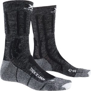 Skarpety turystyczne TREK X LINEN damskie. Brązowe skarpetki XBIONIC, bez wzorów, z elastanu. Za 99,99 zł.