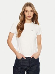Guess Jeans T-Shirt W5RI52 J1314 Biały Regular Fit. Białe t-shirty Guess Jeans, xl, z aplikacjami, z bawełny, bez kołnierzyka, bez ramiączek. Za 77,00 zł.