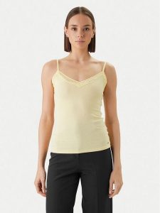 Morgan Top 192-BARBA.N Żółty Slim Fit. Żółte topy Morgan, xl, bez wzorów, z wiskozy, bez kołnierzyka, bez ramiączek. Za 79,99 zł.