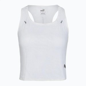 Top treningowy PUMA Run Ultraspun Crop. Białe topy Puma, l, bez wzorów, z materiału, bez kołnierzyka, bez ramiączek. Za 125,99 zł.