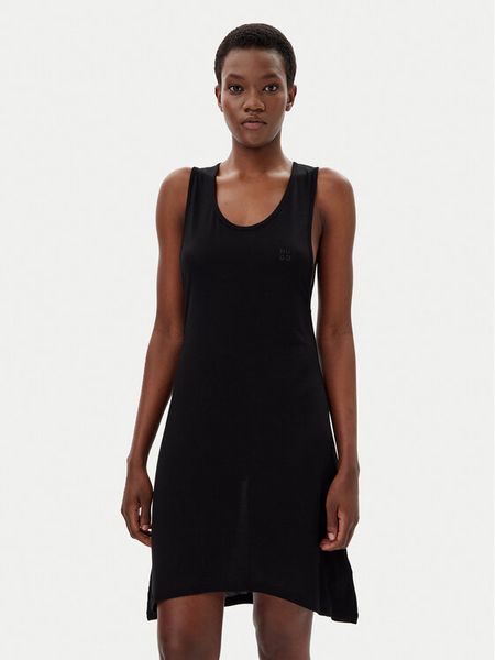 HUGO Sukienka letnia Beach 50540333 Czarny Relaxed Fit. Czarne kombinezony Hugo, na lato, s, bez wzorów, z wiskozy, bez kołnierzyka, bez ramiączek. Za 279,99 zł.