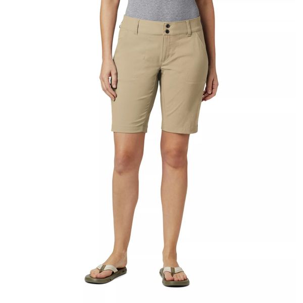 Krótkie spodenki turystyczne damskie Columbia Saturday Trail Long Short. Brązowe szorty Columbia, bez wzorów, sportowe. Za 208,99 zł.