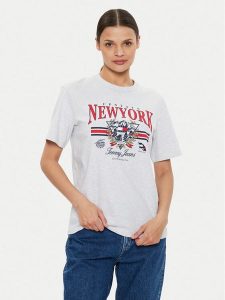 Tommy Jeans T-Shirt Vintage DW0DW18410 Szary Relaxed Fit. Szare t-shirty Tommy Jeans, s, bez wzorów, z bawełny, bez kołnierzyka, bez ramiączek. Za 139,99 zł.