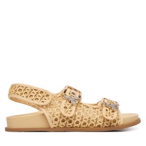 Sandały Patrizia Pepe. Brązowe sandały Patrizia Pepe, bez wzorów, bez obcasa, na płaskiej podeszwie, bez zapięcia. Za 579,99 zł.