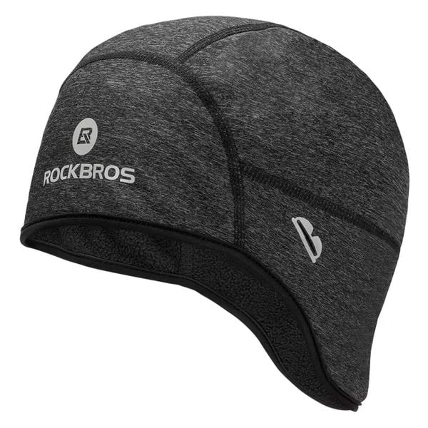 Czapka rowerowa zimowa Rockbros pod kask z otworami na okulary. Szare czapki ROCKBROS, bez wzorów, z elastanu, sportowe. Za 104,87 zł.