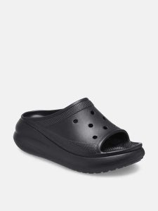 Crocs Klapki "Crush" w kolorze czarnym rozmiar: 38/39. Czarne klapki Crocs, bez wzorów, z otwartym noskiem, bez obcasa, na platformie. Za 166,95 zł.