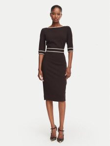 Rinascimento Sukienka koktajlowa CFC0131086003 Brązowy Slim Fit. Brązowe sukienki Rinascimento, m, bez wzorów, z syntetyku, wizytowe, bez kołnierzyka, bez ramiączek. Za 524,99 zł.