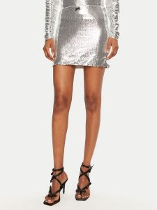 ROTATE Spódnica mini 1132072293 Srebrny Regular Fit. Szare spódnice Rotate, bez wzorów, z syntetyku, mini. Za 469,99 zł.