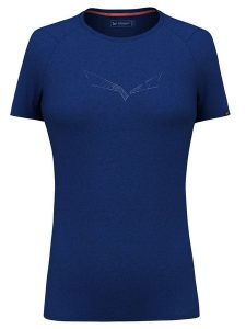Salewa Koszulka "Pure" w kolorze granatowym rozmiar: 36. Niebieskie bluzki Salewa, bez wzorów, z wełny, bez kołnierzyka, bez ramiączek. Za 131,74 zł.
