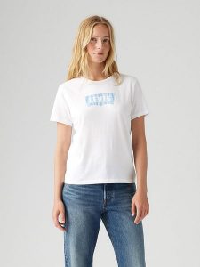 Levi's Koszulka w kolorze białym rozmiar: XS. Białe bluzki Levi's®, s, bez wzorów, z bawełny, bez kołnierzyka, bez ramiączek. Za 65,69 zł.